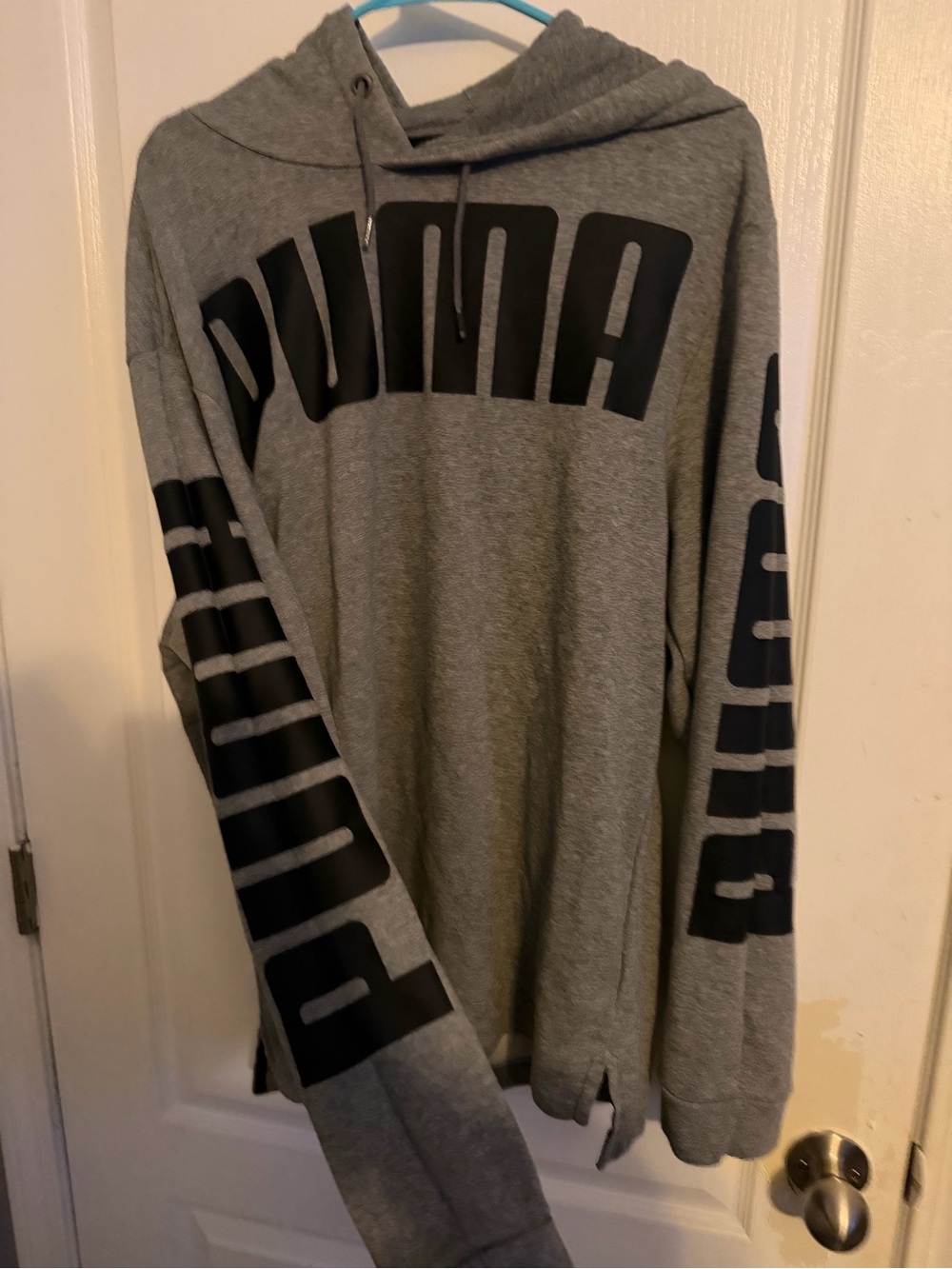 Puma Gray Pullover Hoodie with Black Logo Detailing